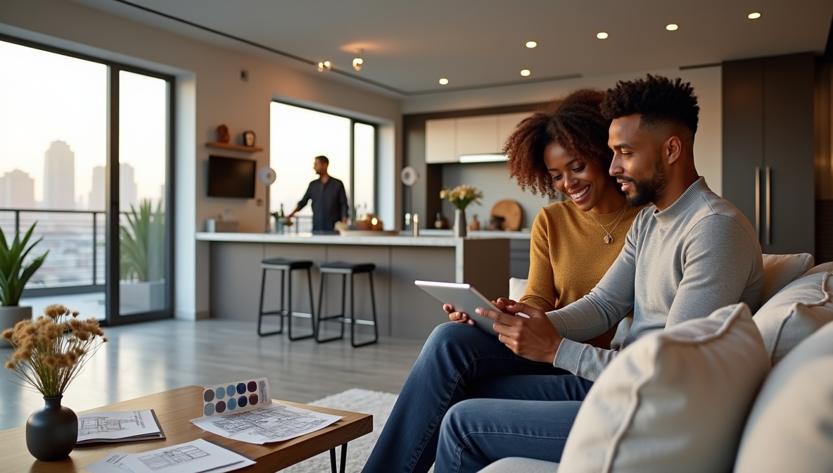 Modern Home Renovation Modern home renovation featuring geometric collage of materials